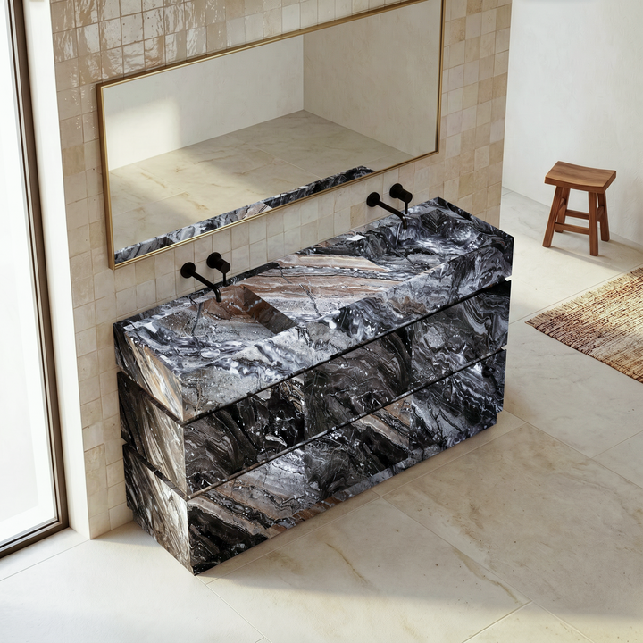 Orca - Double Basin Marble Bathroom Vanity