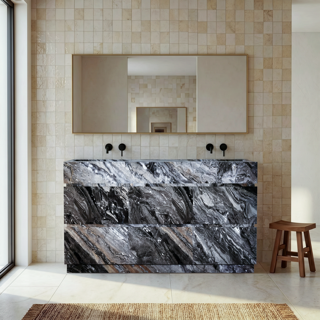 Orca - Double Basin Marble Bathroom Vanity