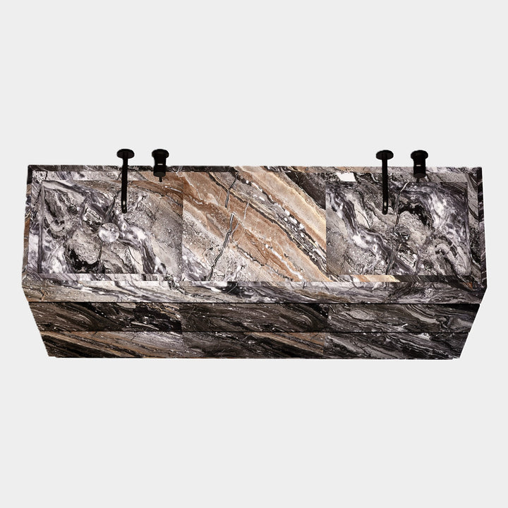 Orca - Double Basin Marble Bathroom Vanity - Grey Galaxy
