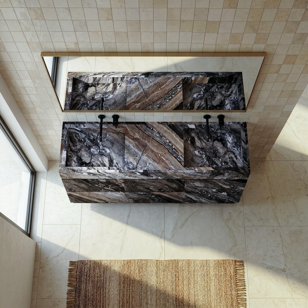 Orca - Double Basin Marble Bathroom Vanity