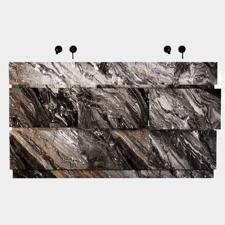 Orca - Double Basin Marble Bathroom Vanity - Grey Galaxy