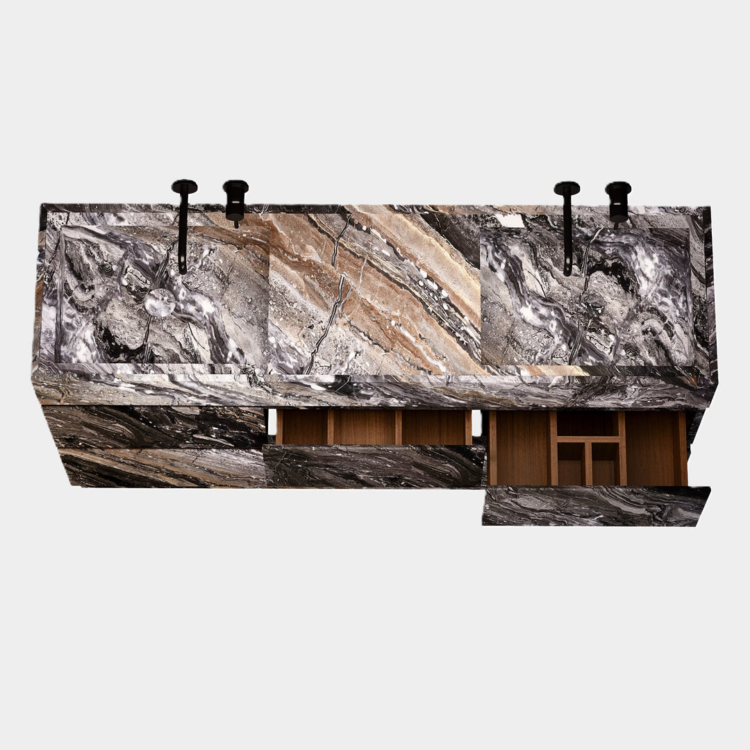 Orca - Double Basin Marble Bathroom Vanity - Grey Galaxy