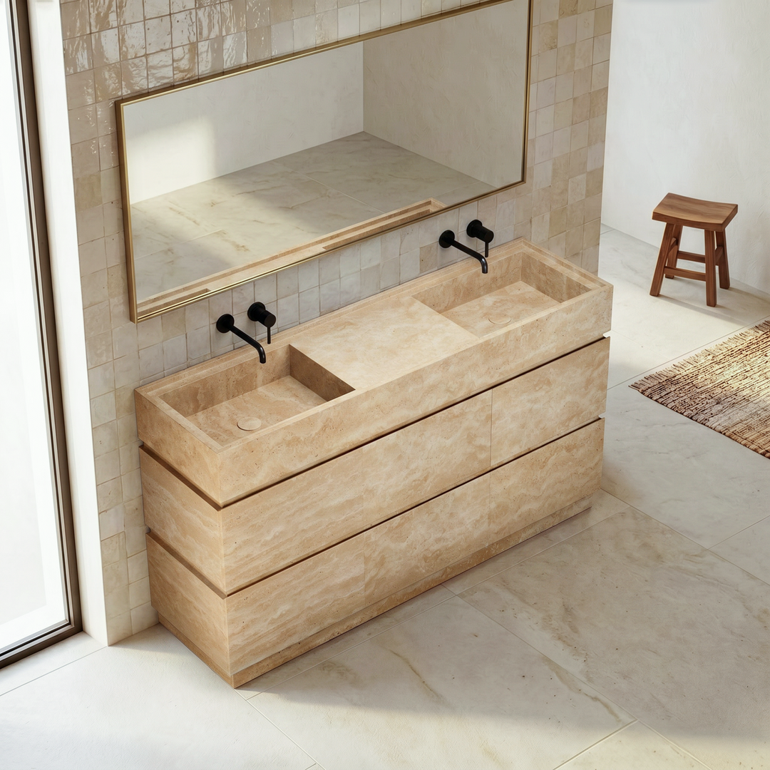 Orca - Double Basin Marble Bathroom Vanity