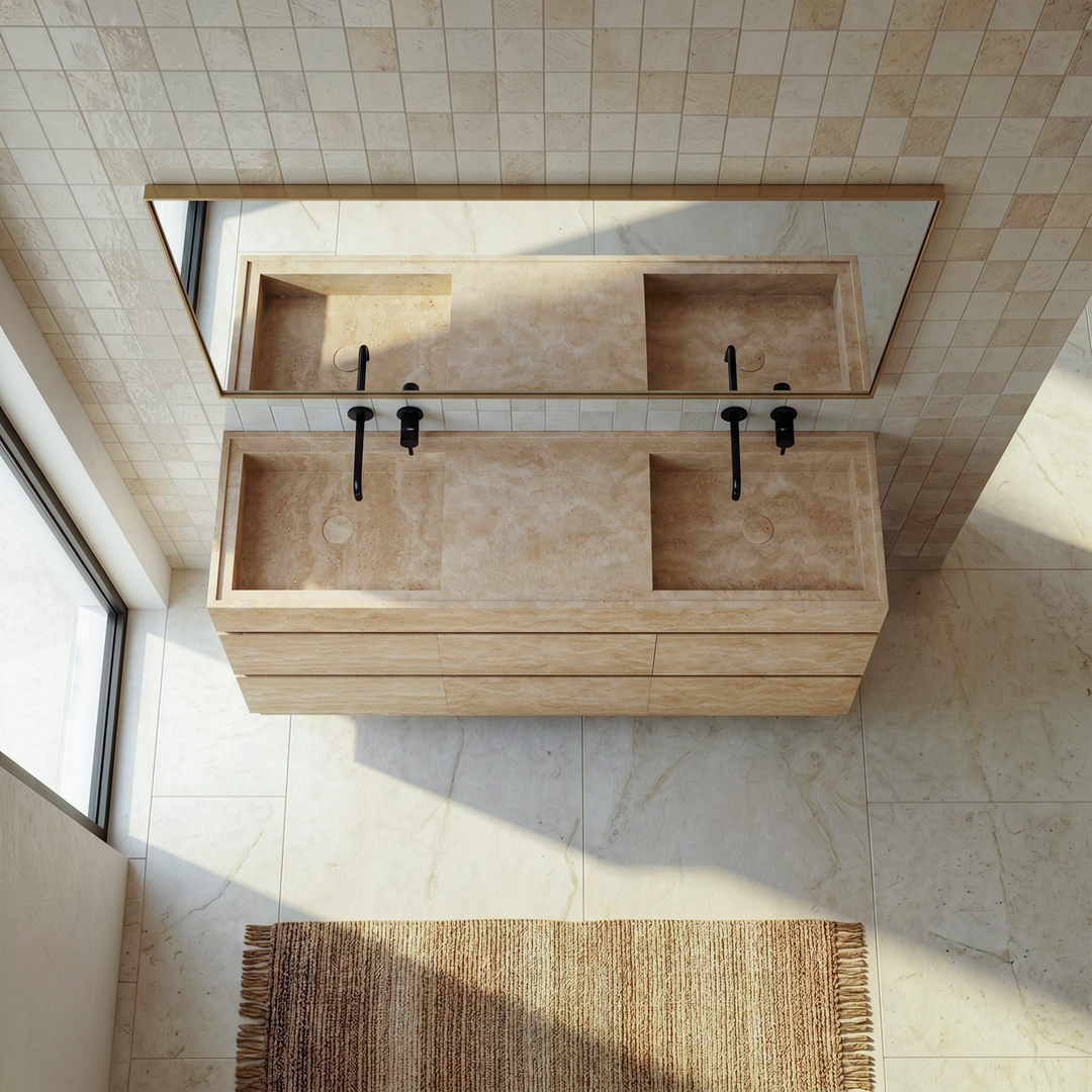 Orca - Double Basin Marble Bathroom Vanity