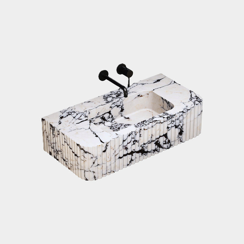 Raya - Ribbed Marble Basin - Calacatta Viola - Small