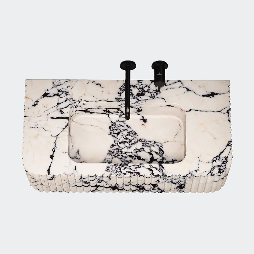 Raya - Ribbed Marble Basin - Calacatta Viola - Small