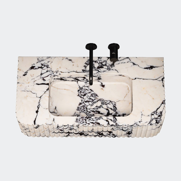Raya - Ribbed Marble Basin - Calacatta Viola - Small