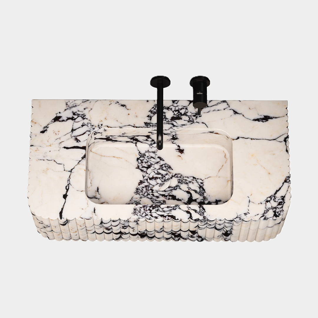 Raya - Ribbed Marble Basin - Calacatta Viola - Medium