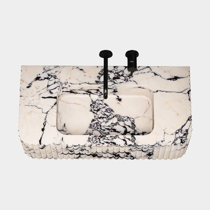Raya - Ribbed Marble Basin - Calacatta Viola - Medium