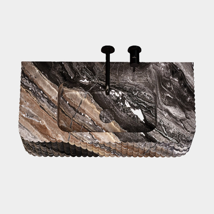 Raya - Ribbed Marble Basin - Grey Galaxy - Medium