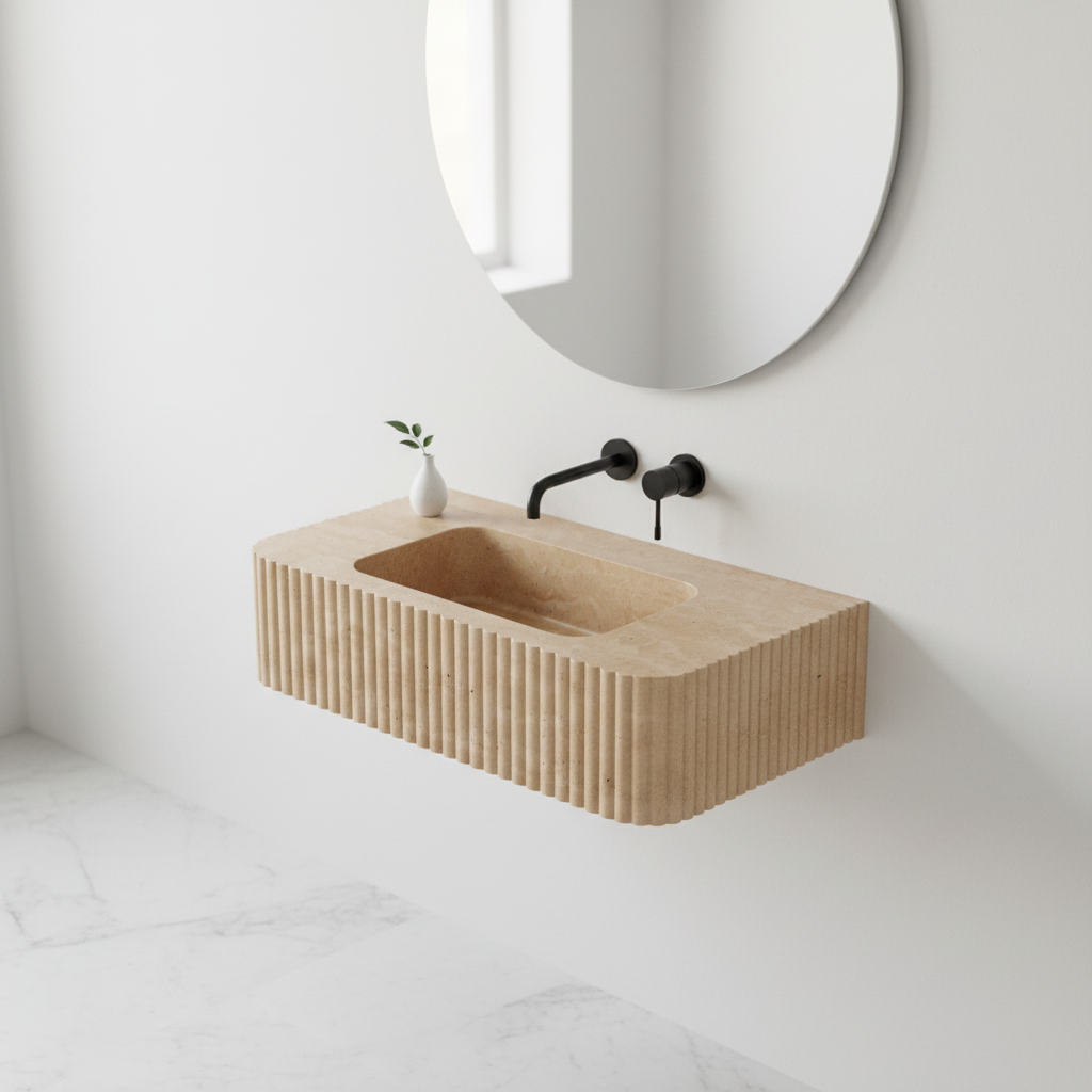 Raya - Ribbed Marble Basin