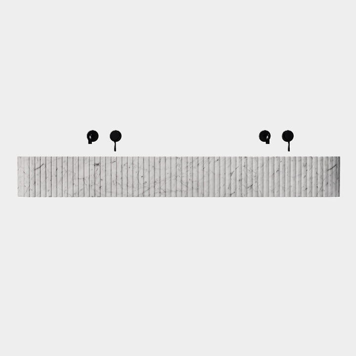 Raya - Ribbed Marble - Double Basin - White Carrara