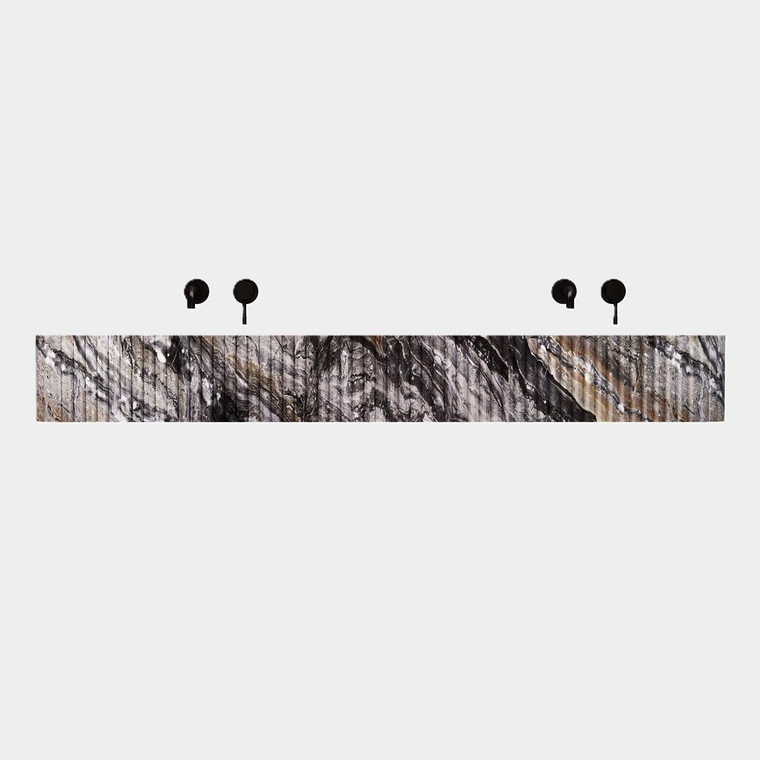 Raya - Ribbed Marble - Double Basin - Grey Galaxy