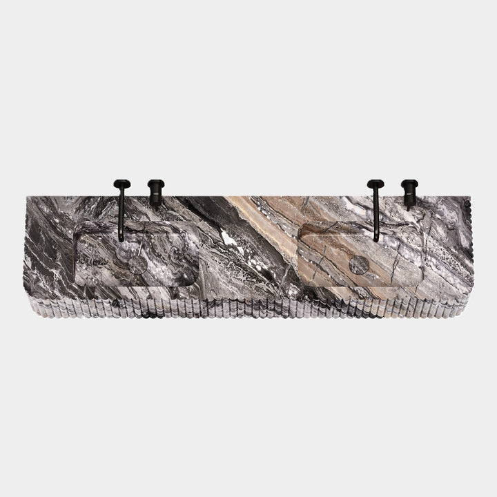 Raya double basin top angled view in Grey Galaxy