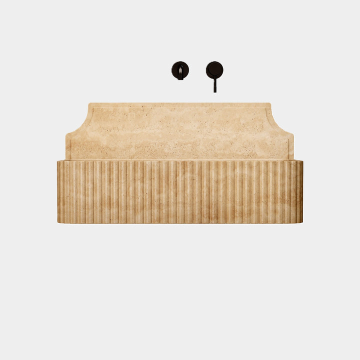 Skive - Ribbed Marble Basin - Beige Travertine - Small