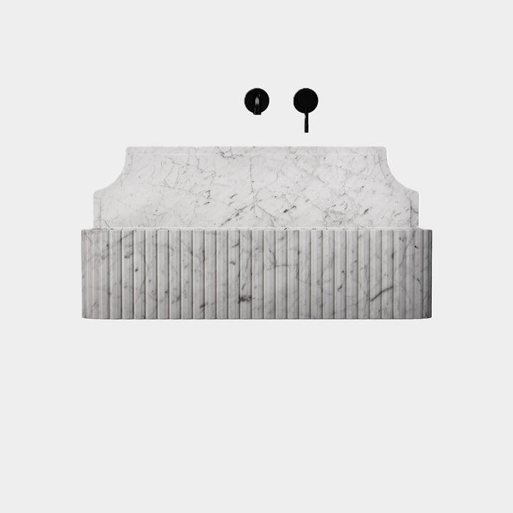 Skive - Ribbed Marble Basin - White Carrara - Small