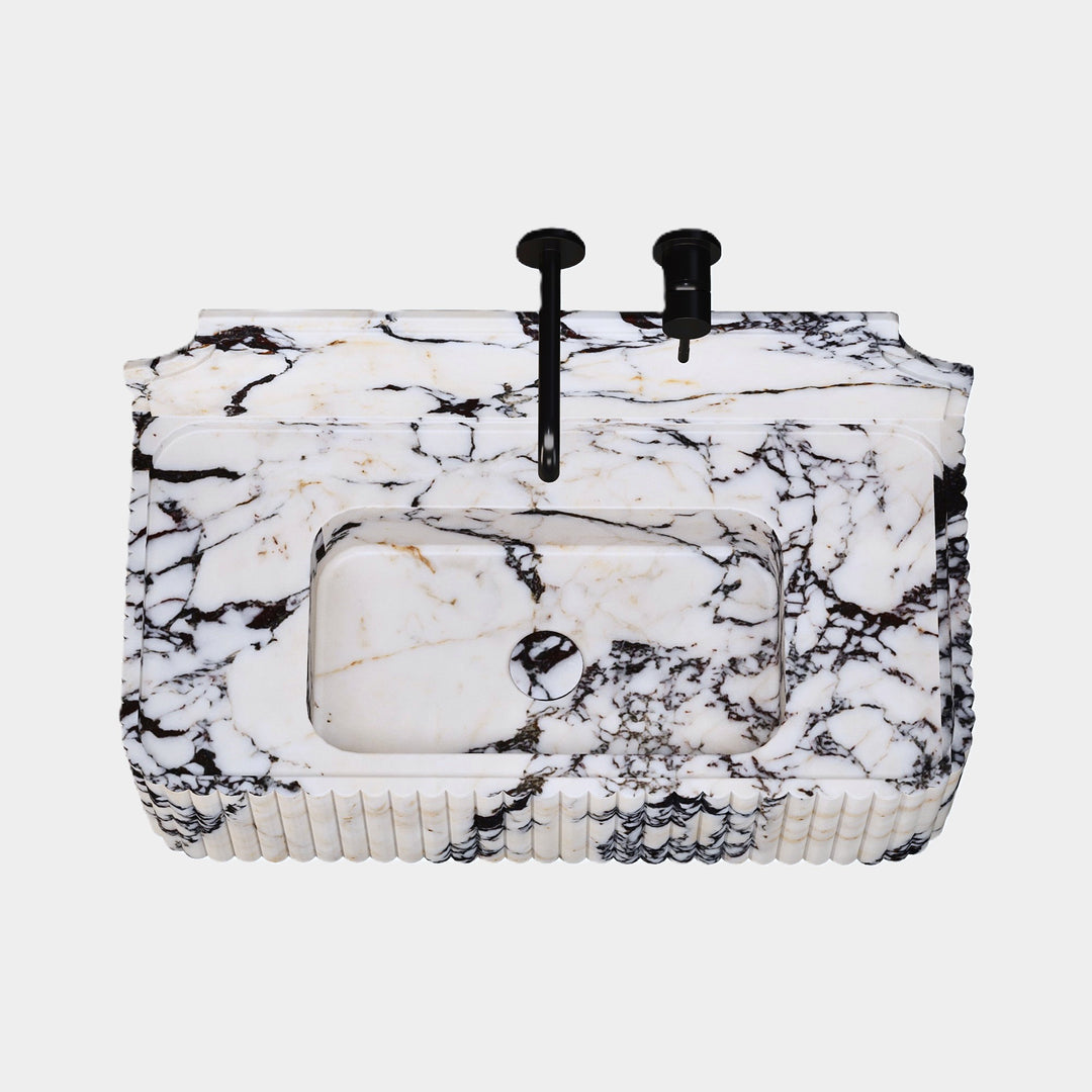 Skive - Ribbed Marble Basin - Calacatta Viola - Medium