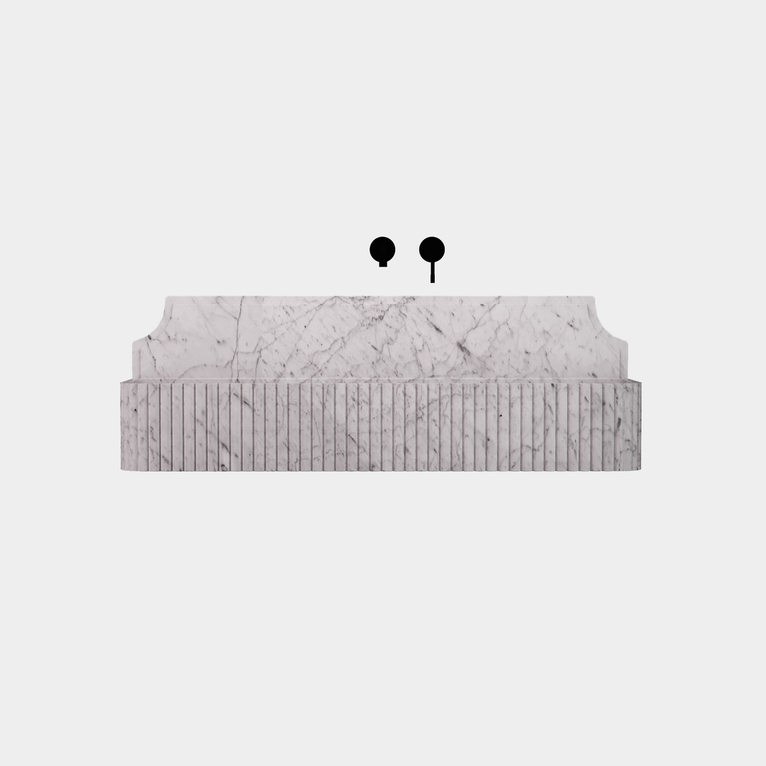 Skive - Ribbed Marble Basin - White Carrara - Large
