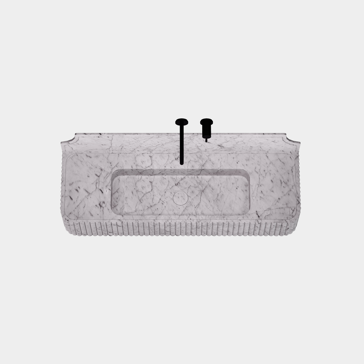 Skive - Ribbed Marble Basin - White Carrara - Large