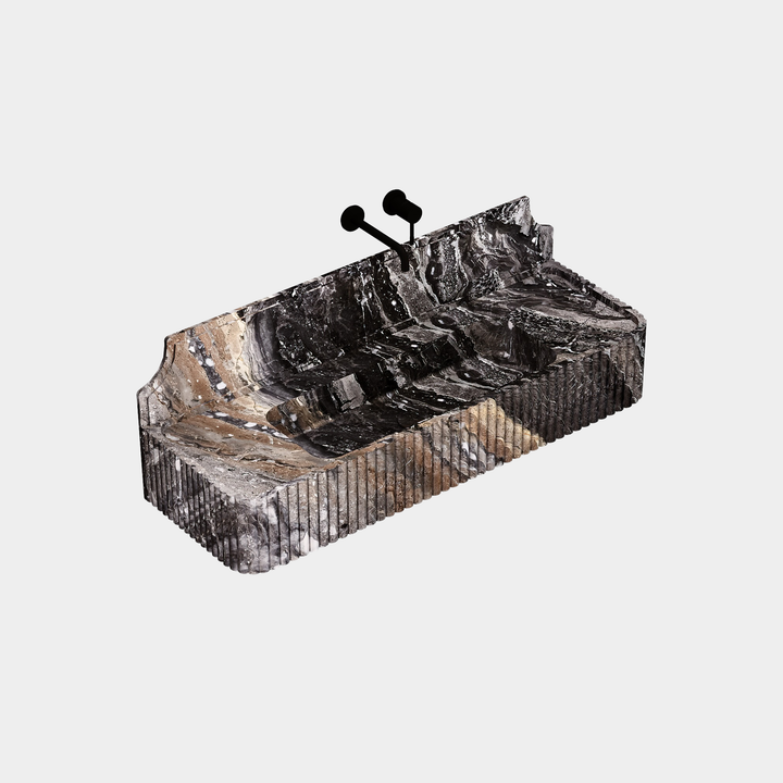 Skive - Ribbed Marble Basin - Grey Galaxy - Large