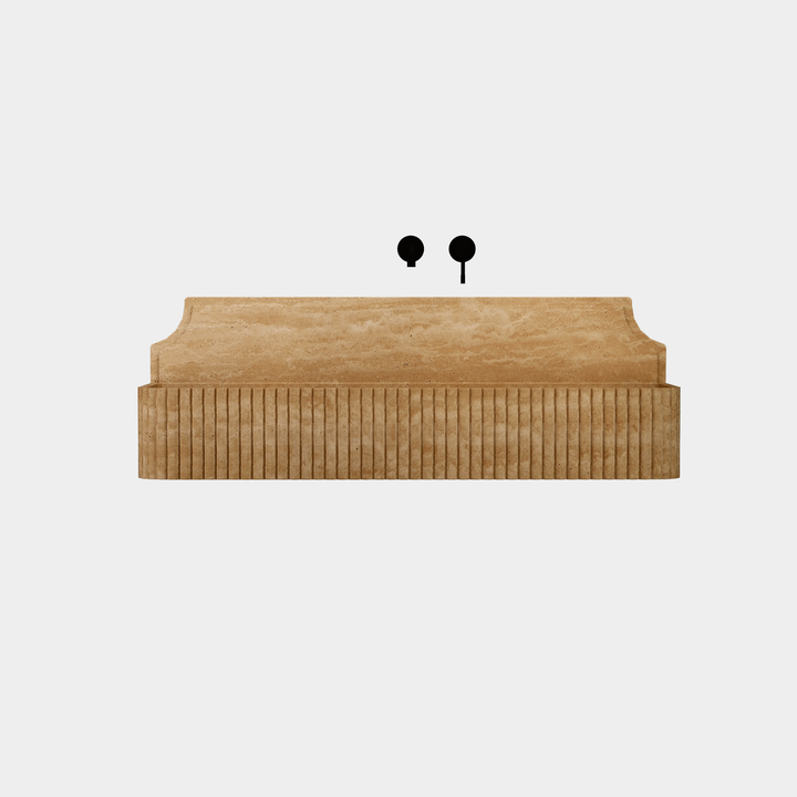 Skive - Ribbed Marble Basin - Beige Travertine - Large