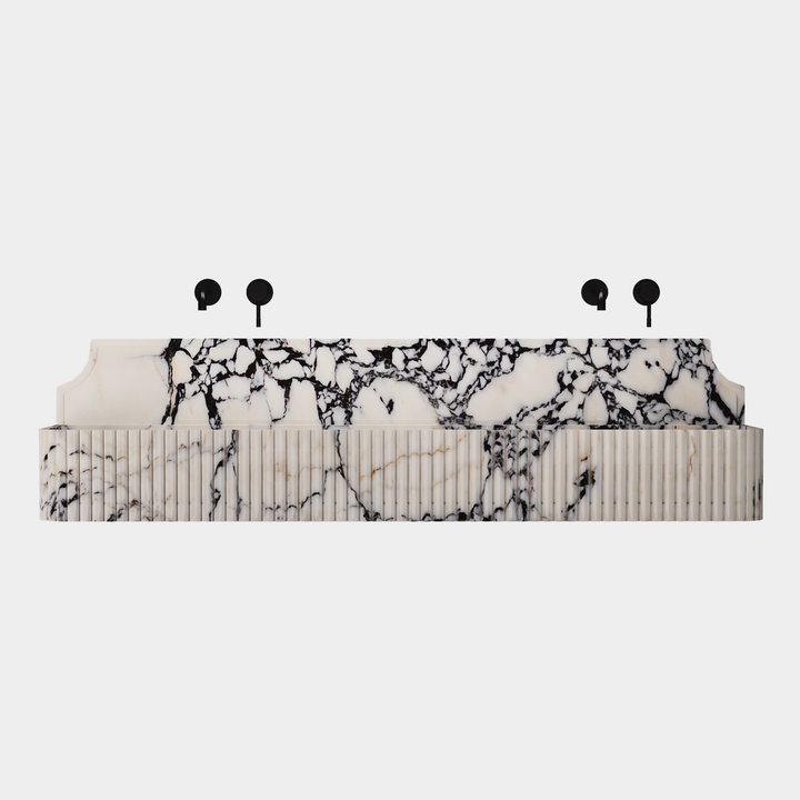 Skive - Ribbed Marble Double Basin - Calacatta Viola