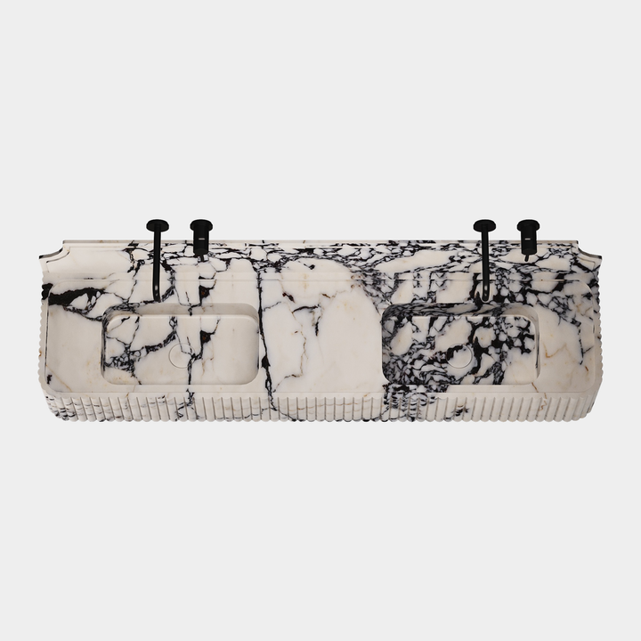 Skive - Ribbed Marble Double Basin - Calacatta Viola