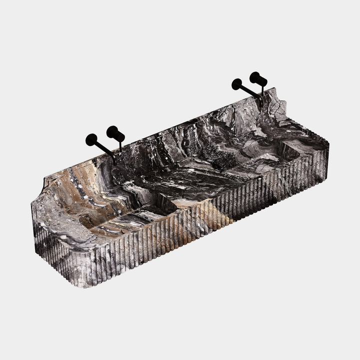 Skive - Ribbed Marble Double Basin - Grey Galaxy