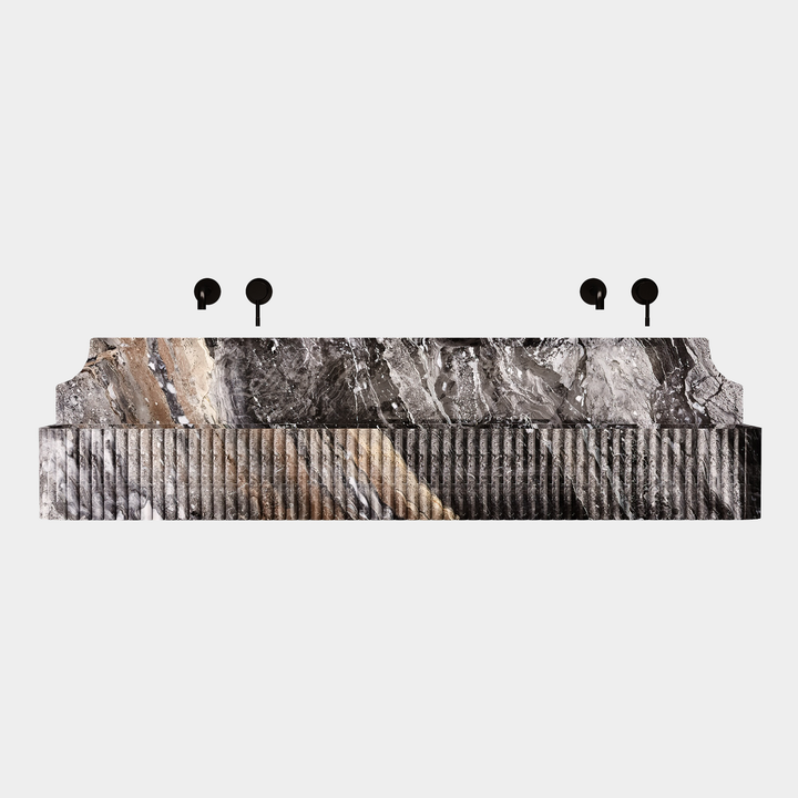 Skive - Ribbed Marble Double Basin - Grey Galaxy