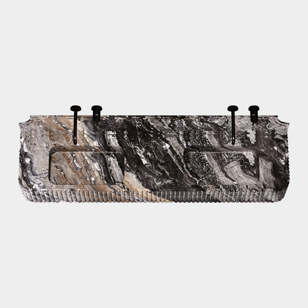 Skive - Ribbed Marble Double Basin - Grey Galaxy