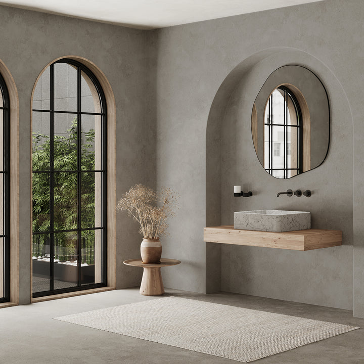 Maiken square basin lifestyle view in White Carrara