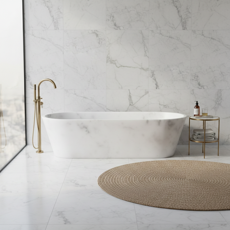 Bjorn - Oval Bathtub – White Carrara