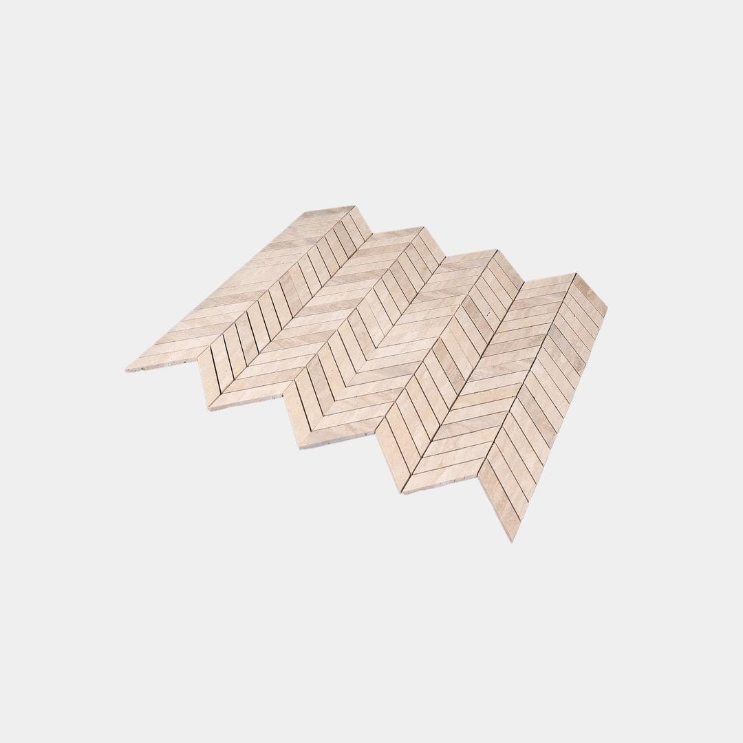 Herringbone Tiles Beige Travertine
