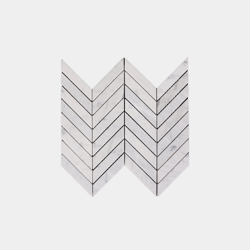 Herringbone White Carrara detail