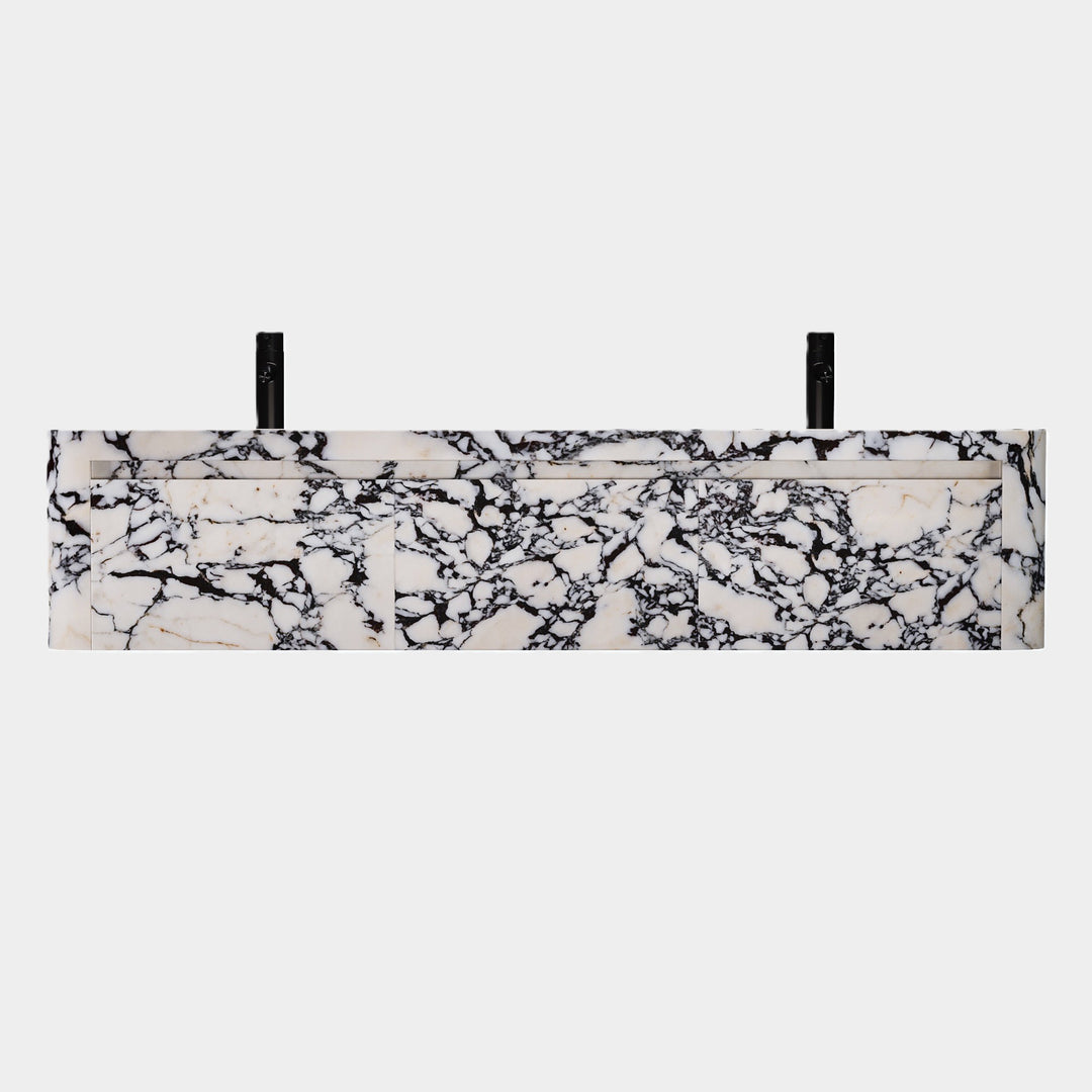 Lyke -Wall-Mounted Double Basin Bathroom Vanity - Calacatta Viola