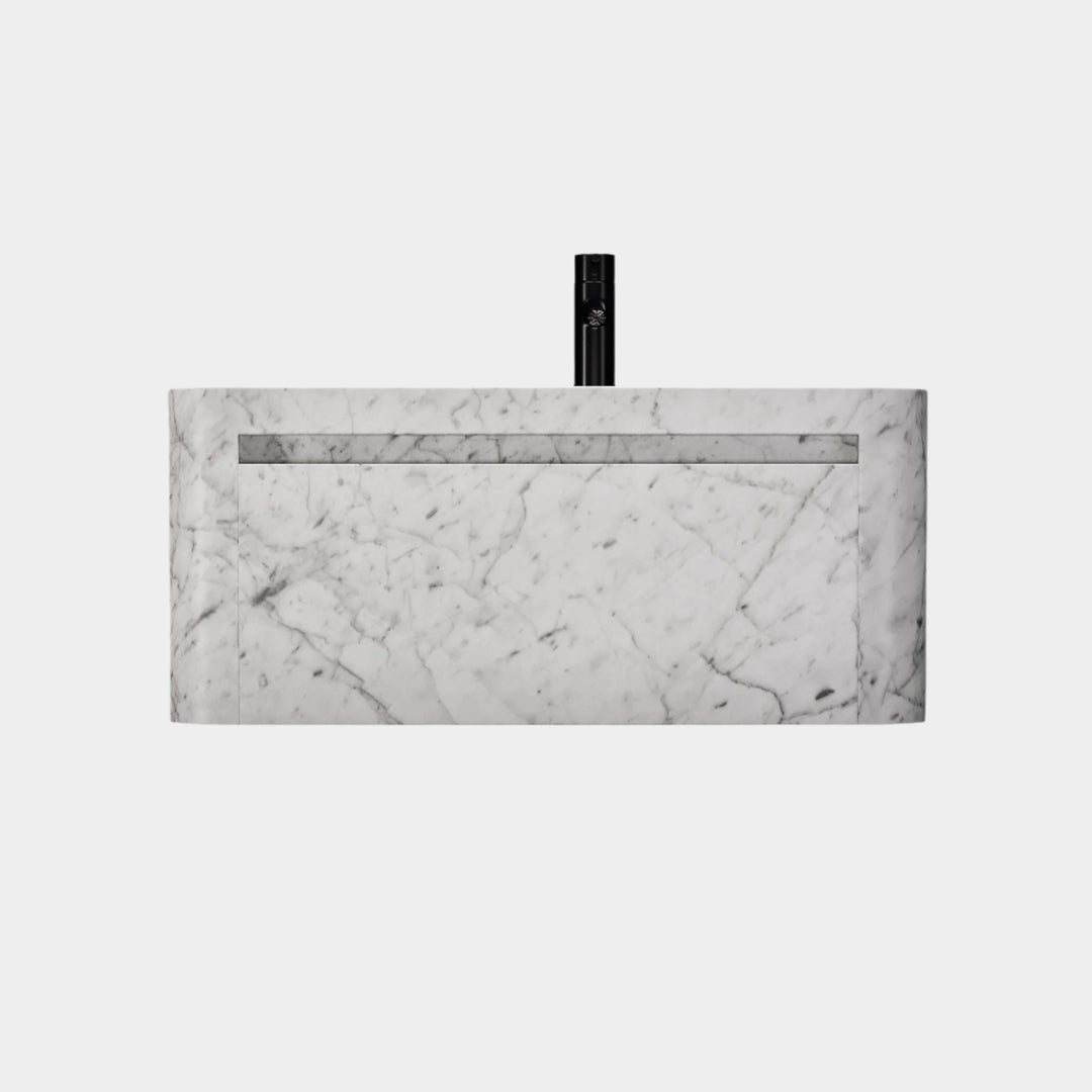 Lyke - Wall-Mounted Bathroom Vanity - White Carrara - Medium