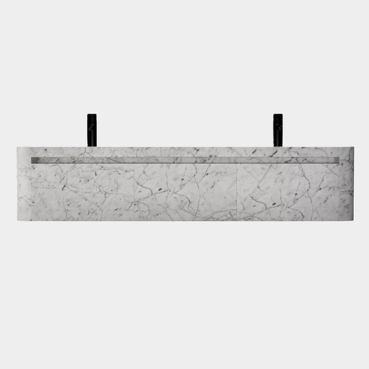 Lyke - Wall-Mounted Double Basin Bathroom Vanity - White Carrara