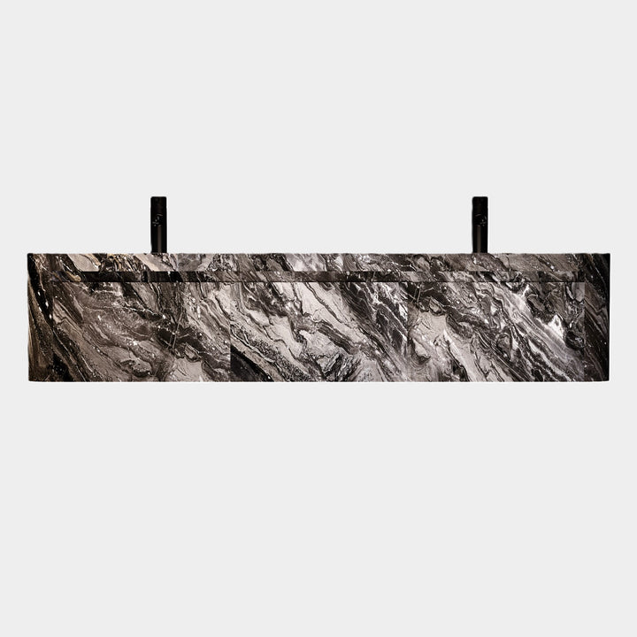 Lyke double basin vanity front in Grey Galaxy
