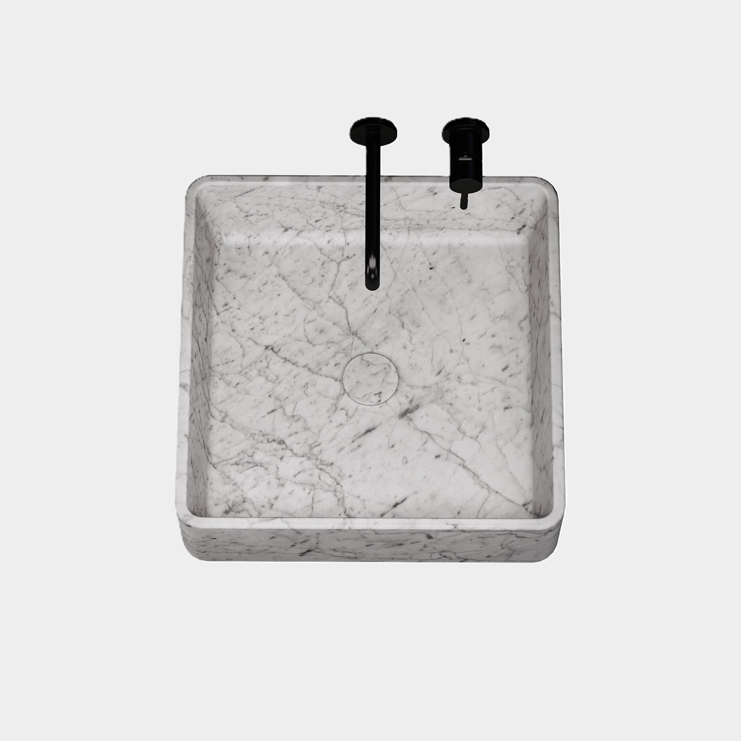 Maiken - Square Marble Basin - White Carrara