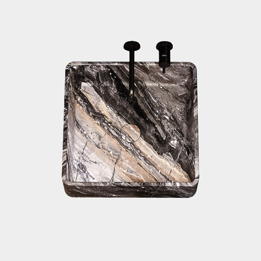Maiken - Square Marble Basin - Grey Galaxy