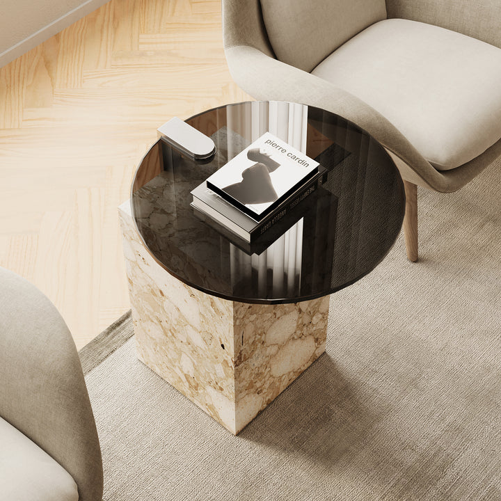 Skagen marble side table in Beige Breccia