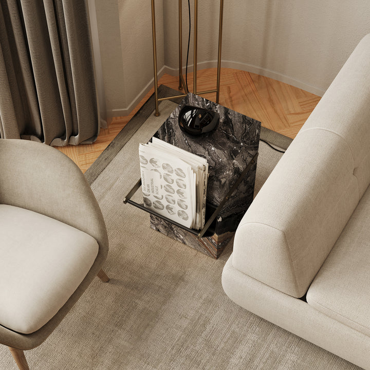 Aarhaus marble side table with storage pouch in Grey Galaxy