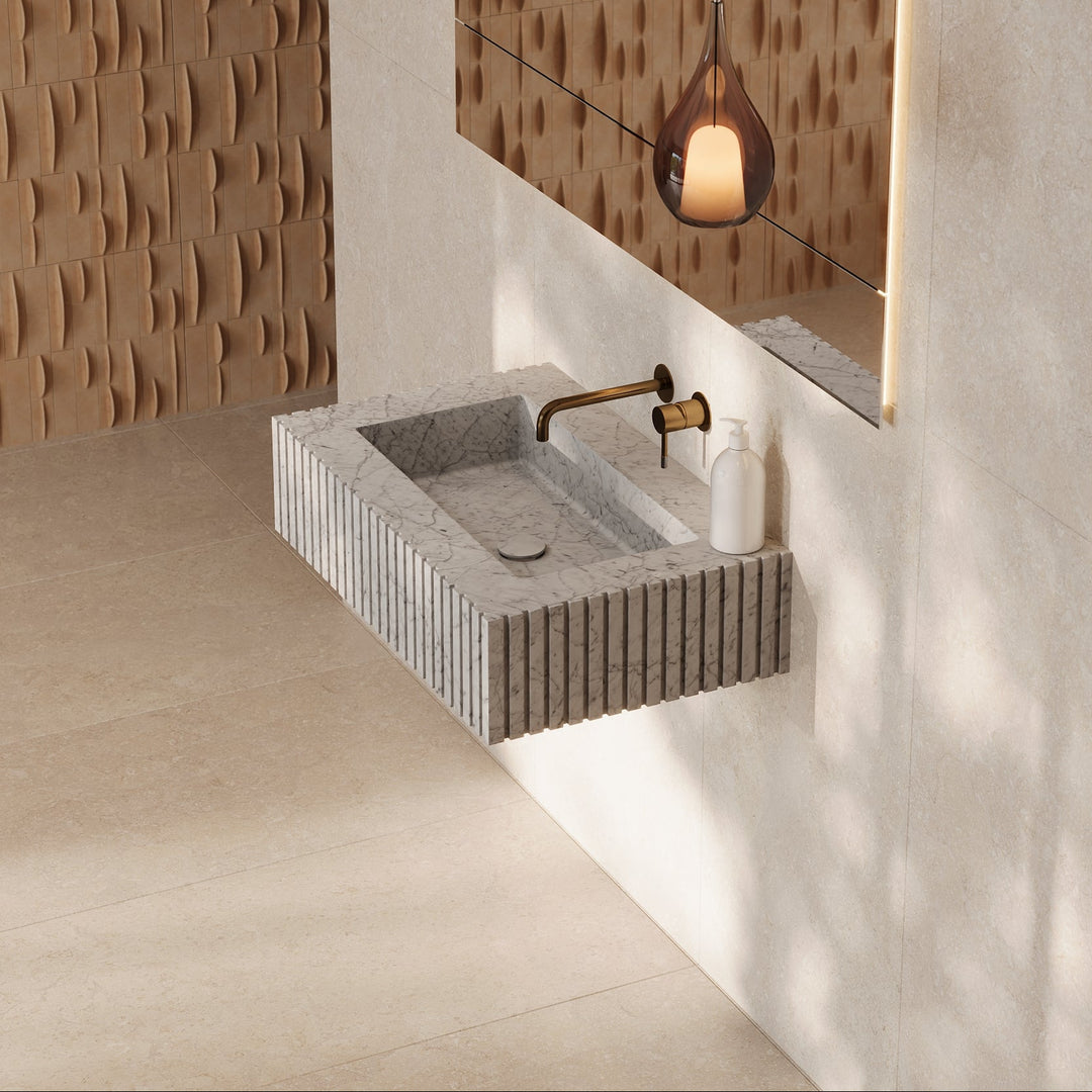 Luca - Ribbed Marble Basin