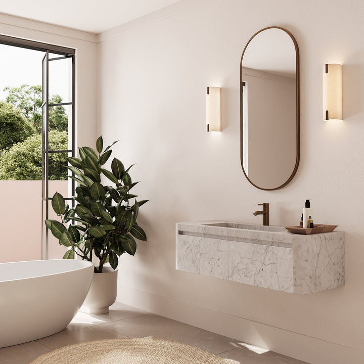 Lyke single wall-mounted vanity large lifestyle view in White Carrara