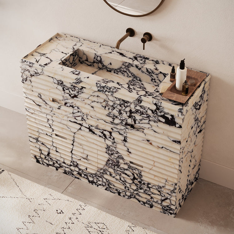 Njord single vanity large in Calacatta Viola