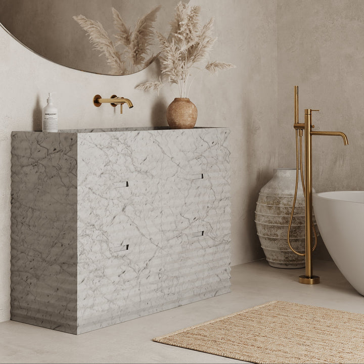 Njord single vanity large in White Carrara