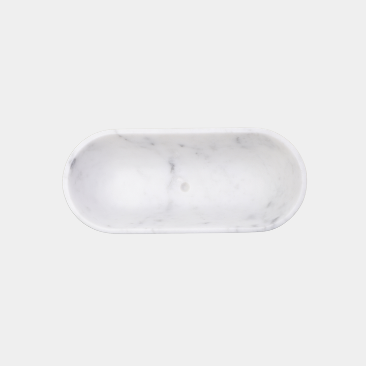 Bjorn oval marble bathtub top view white