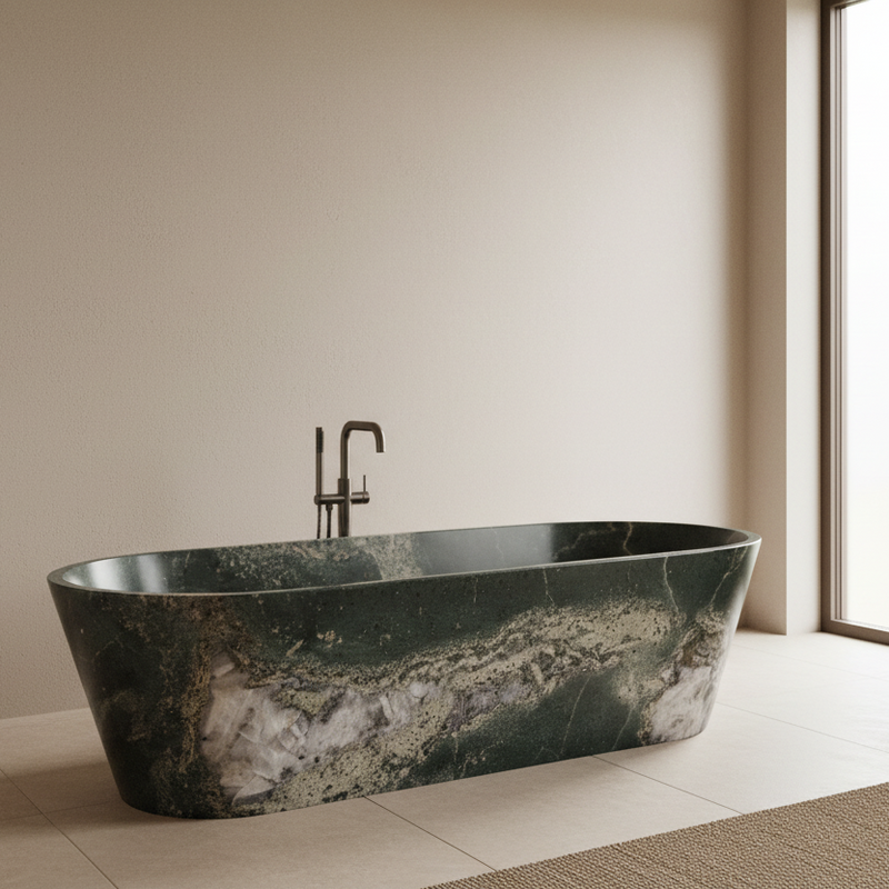 Bjorn - Oval Bathtub – Emerald Green Quartzite