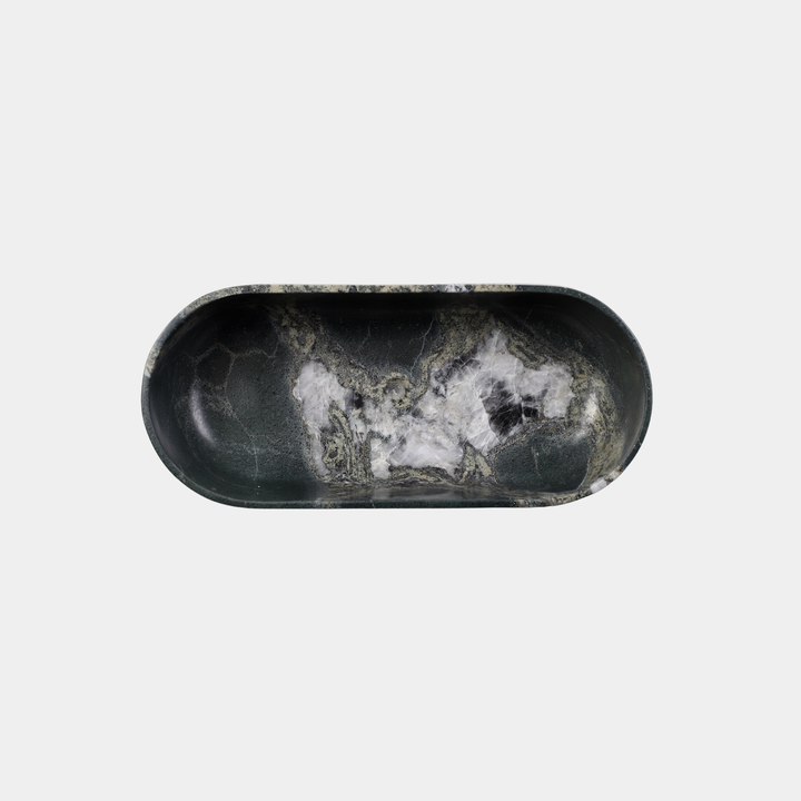 Leif oval bathtub top view in Emerald Green Quartzite