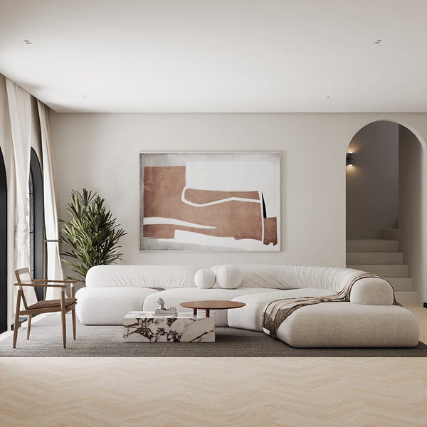 Odense marble coffee table lifestyle view in Calacatta Viola front view
